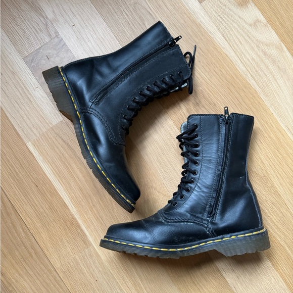 Yohji Yamamoto X Doc Martens Women’s Black Pointy Toe Combat Boots Size 7 Y’s - Picture 6 of 11